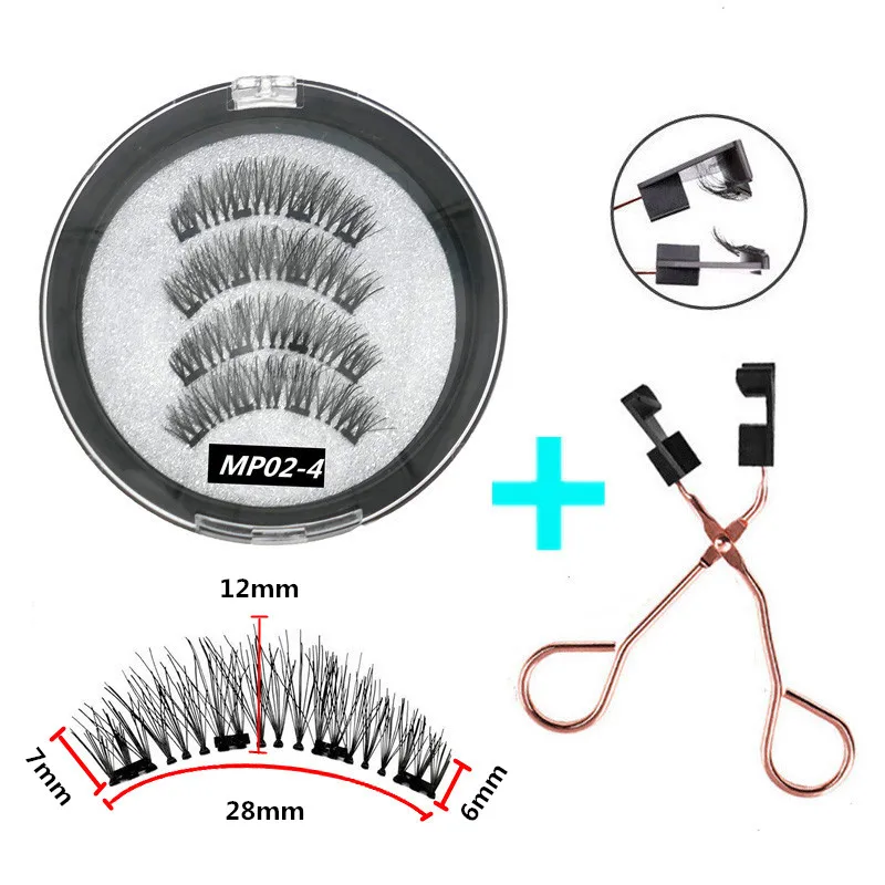 4pcs 3D Magnet Eyelashes 5pcs Magnets Natural Thick Eyelashes Repeatable Makeup Eyelashes Slender False Eyelashes