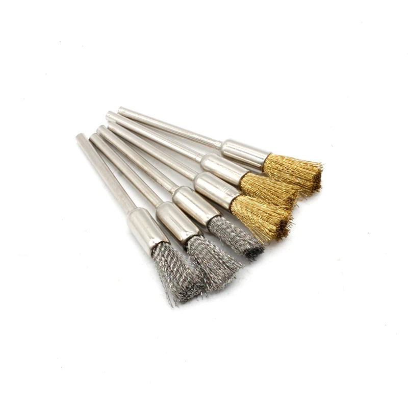 20pcs Hair Polishing Brush Abrasive Tools 2.35mm Shank Steel Wire Wheel Brushes for Metal Rust Removal