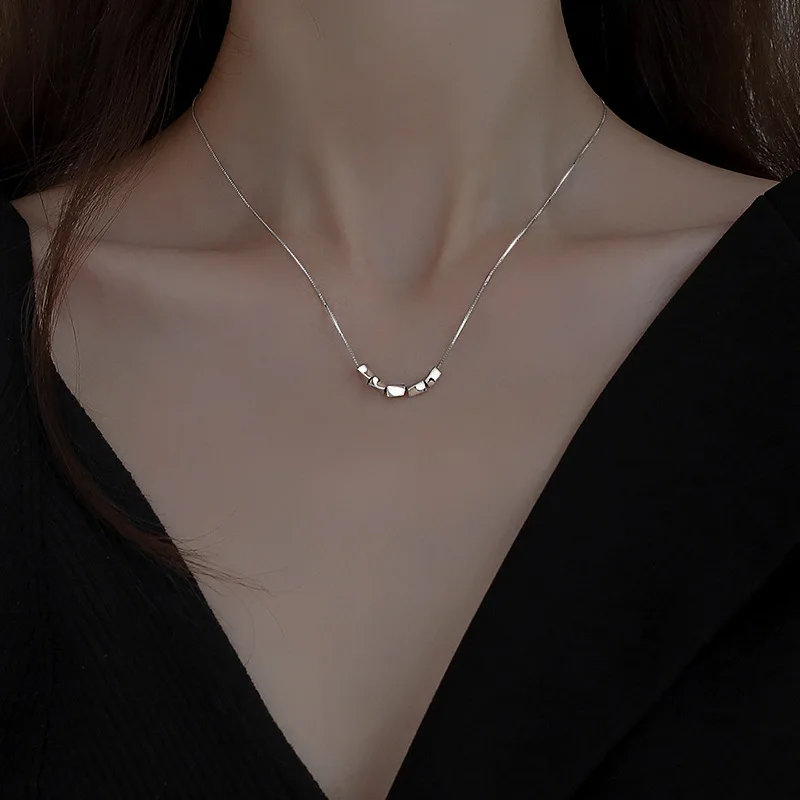 Sterling Silver Clavicle Chain Female Temperament Personality Beanie Shape Necklace All-match Korean Fashion Silver Jewelry