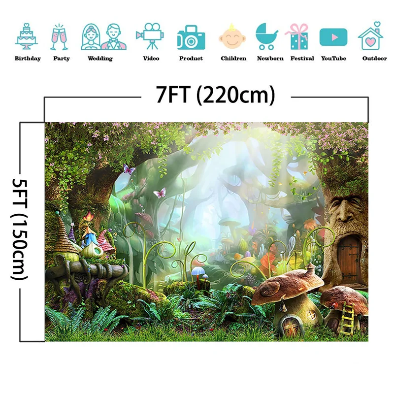 Hutan Peri Fotografi Latar Belakang Hutan Mimpi Bunga Pohon Rumah Jamur Wonderland Hutan Fotografi Latar Belakang Alat Peraga