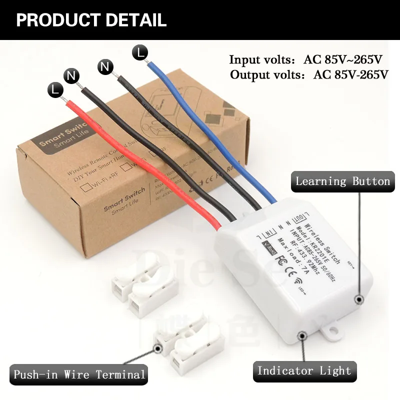 433 mhz rf التتابع LED الإضاءة التبديل العالمي لاسلكي للتحكم عن بعد التيار المتناوب 110 فولت 220 فولت 7A 1 عصابة للمصباح ونظام الأمن الباب