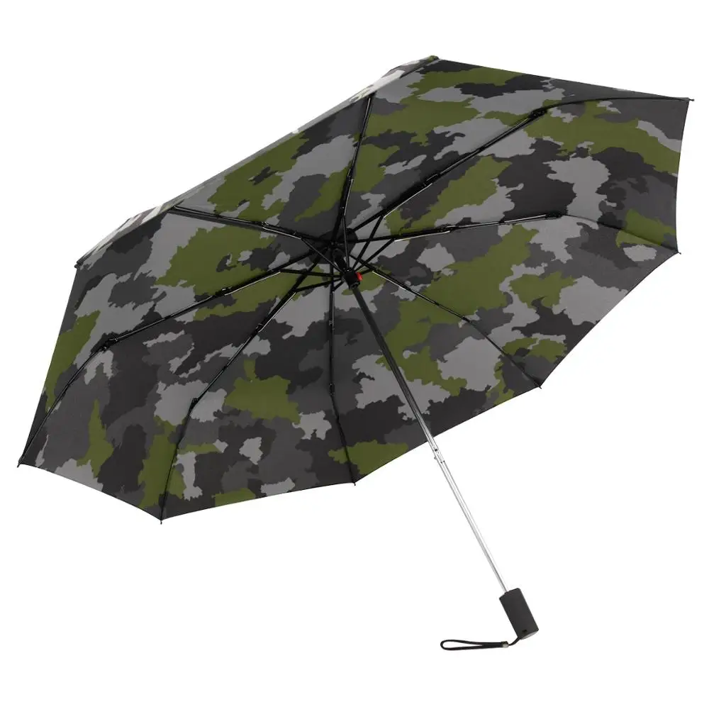 Windproof Camouflage Umbrellas 8 Rib Non Automatic Travel Umbrella Three Folding Compact Rain Umbrella for Men Accept Customized