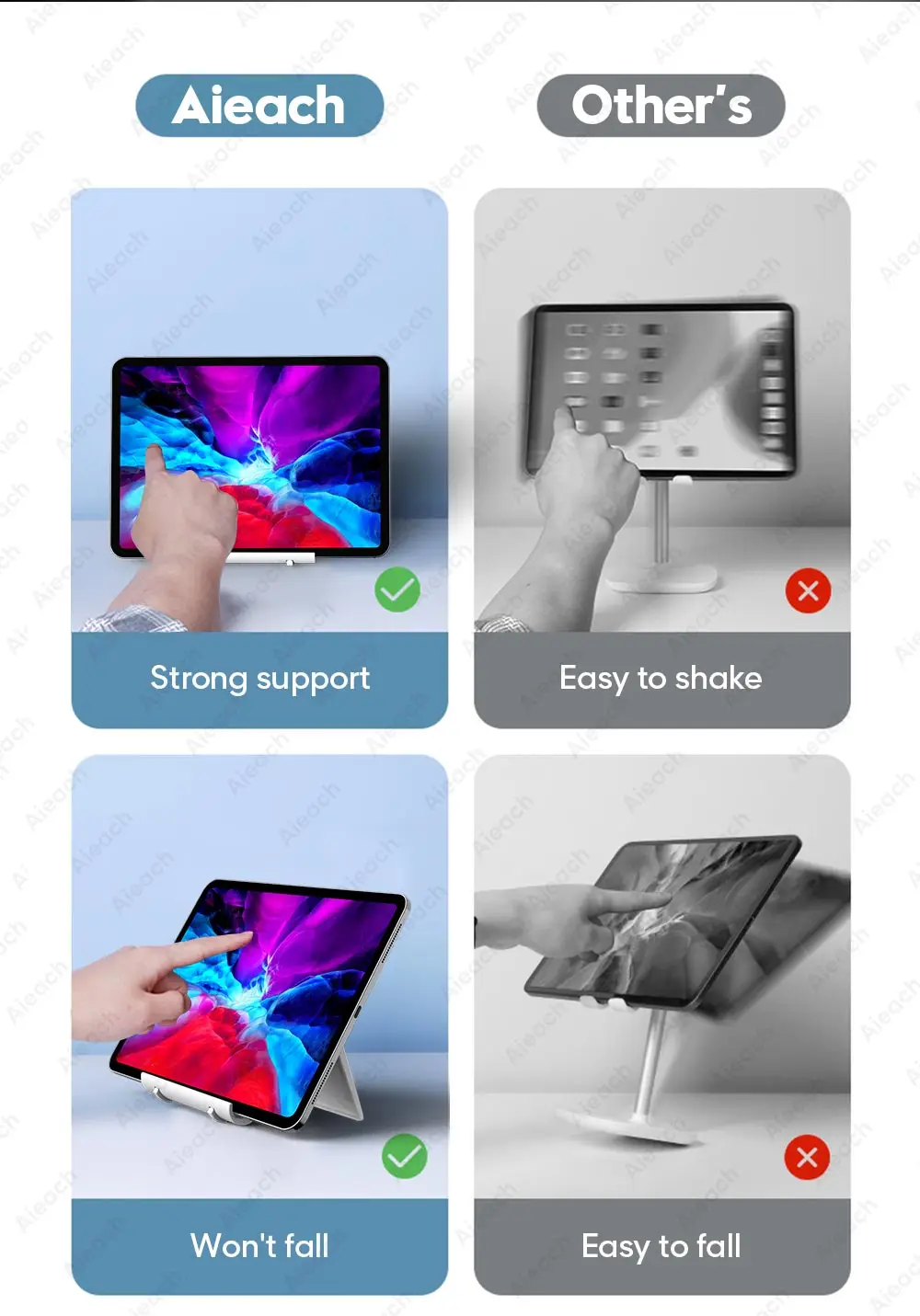 Support de tablette pliable réglable pour iPad 7.9 à 11 pouces, Support de tablette Xiaomi Samsung, Support de bureau pour téléphone portable