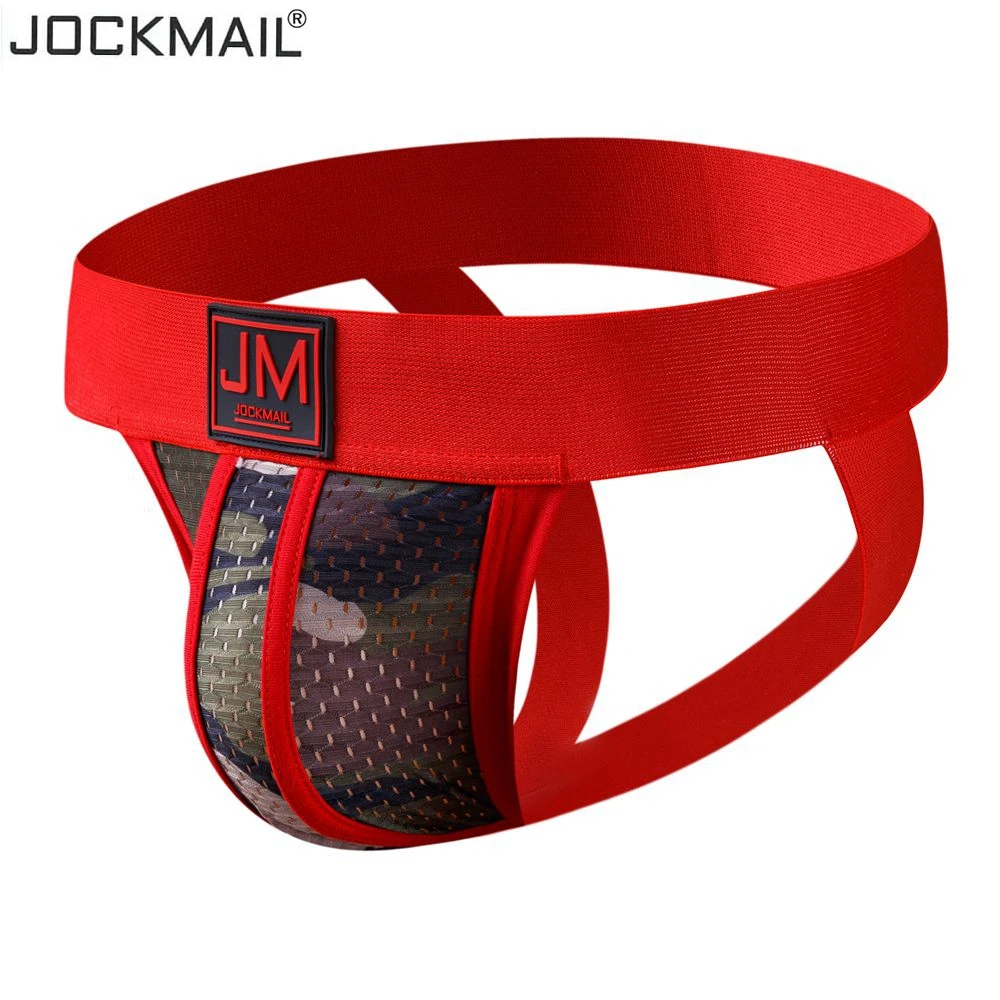 JOCKMAIL Men\'s Athletic Supporter Performance Mesh Breathable Jockstrap Elastic Waistband Gay Underwear Sexy Camouflage Thong