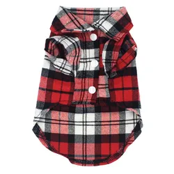 Summer Pet Shirt British Style Plaid Dog Vest Clothes For Small Dogs Chihuahua Cotton Puppy Shirts