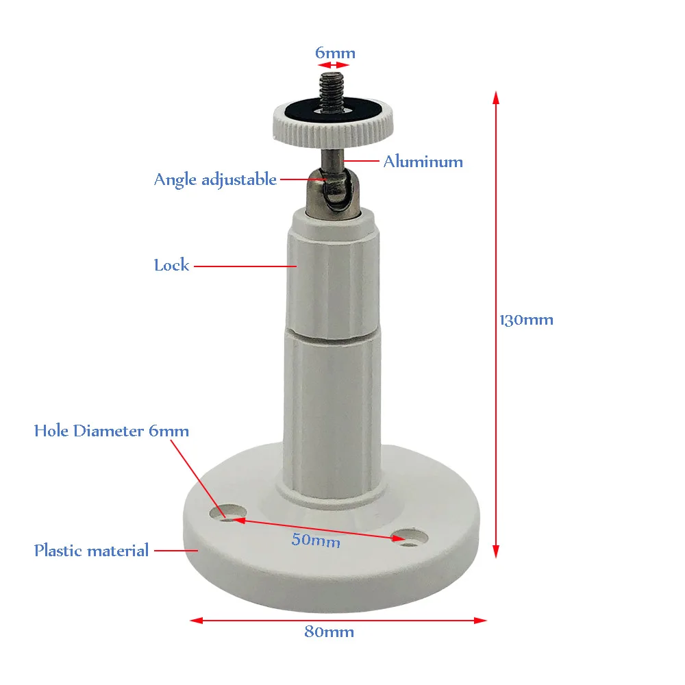 180 Degree Adjustable Security CCTV Camera Wall Mount Stand Indoor/Outdoor Mini Mount Bracket White Plastic Mount CCTV Support