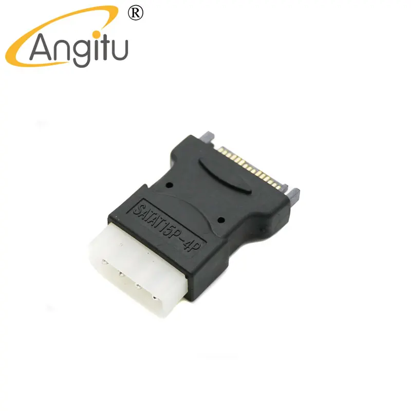Angitu molex/ideからsata15ピンプラグアダプターコンバーターsataシリアルM-F電源ハードドライブアダプター