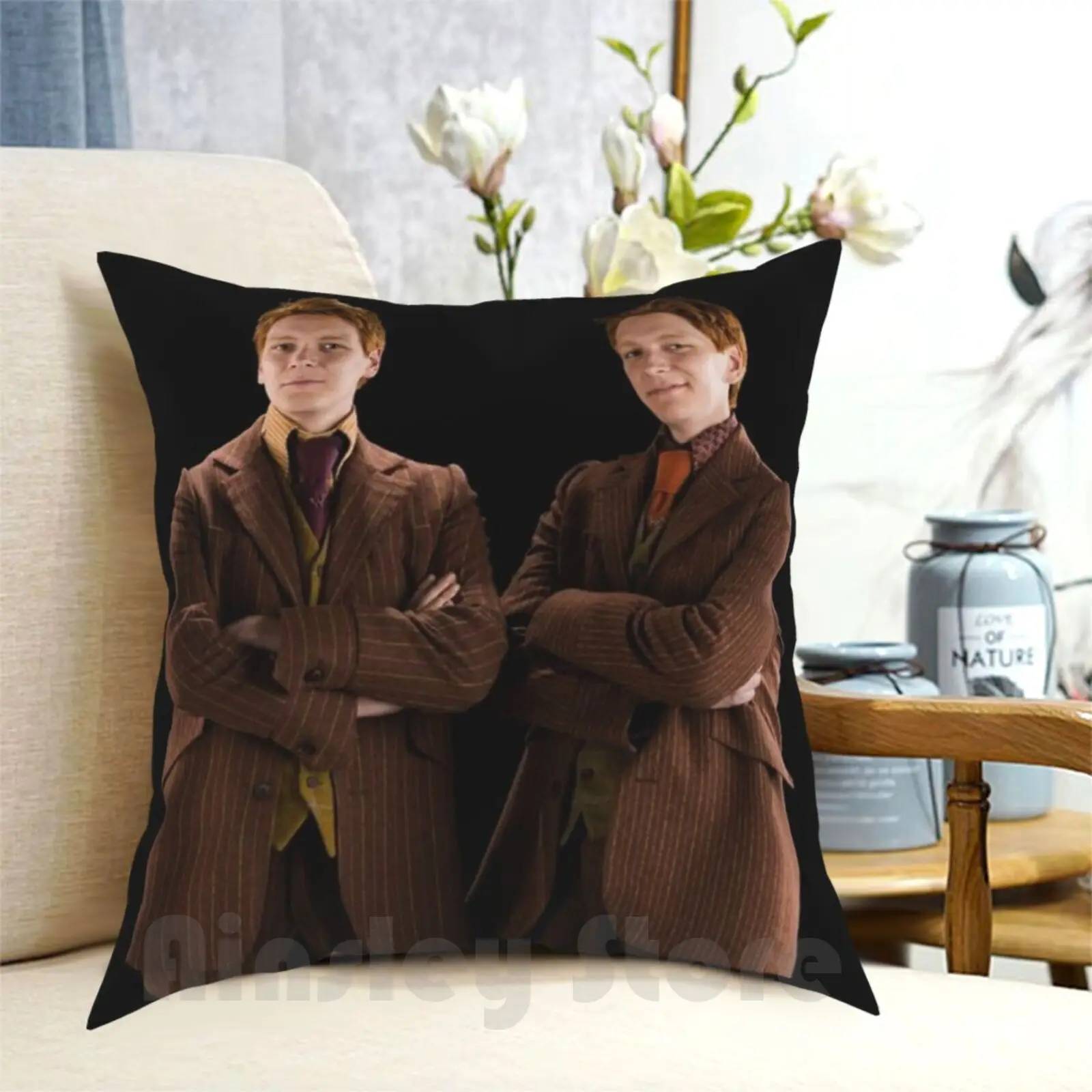 

Fred And George Weasley Pillow Case Printed Home Soft DIY Pillow Cover Fredandgeorgeweasley Jamesphelps Oliverphelps