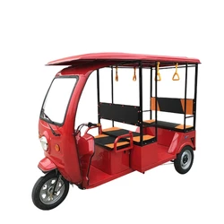 Hot Sale 3 Wheels Electric Tricycle For Adults Vehicle Tourist Passenger Cart Red Color Tuk Tuk Car With Solar Panel