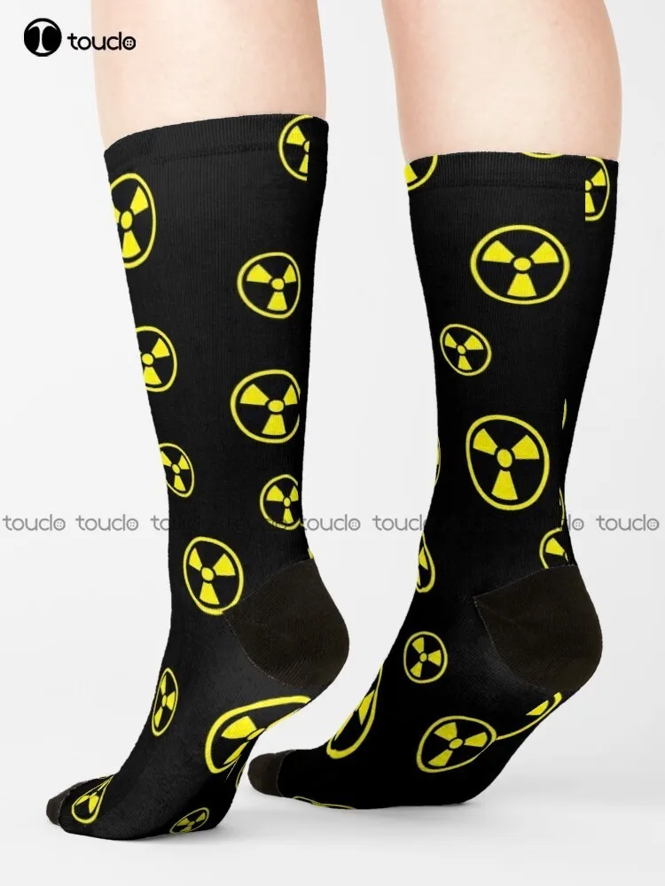 Radioactive! Yellow On Black Radiation Symbol Mask Tshirt Mug Cushion Bright Colourful Fun Socks Cozy Socks