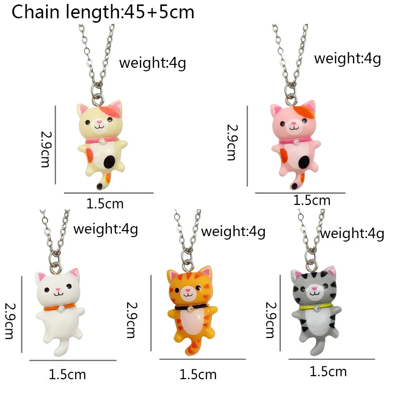 Yungqi Cartoon Colorful Resin Cat Pendant Necklaces For Women Men Best Friend Lovely Animal Pet Pendant Couple Necklace Jewelry