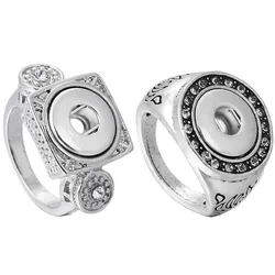New 12mm Snap Button Ring Jewelry Rhinestone Mini 12mm Snap Ring for Women Men Button Rings