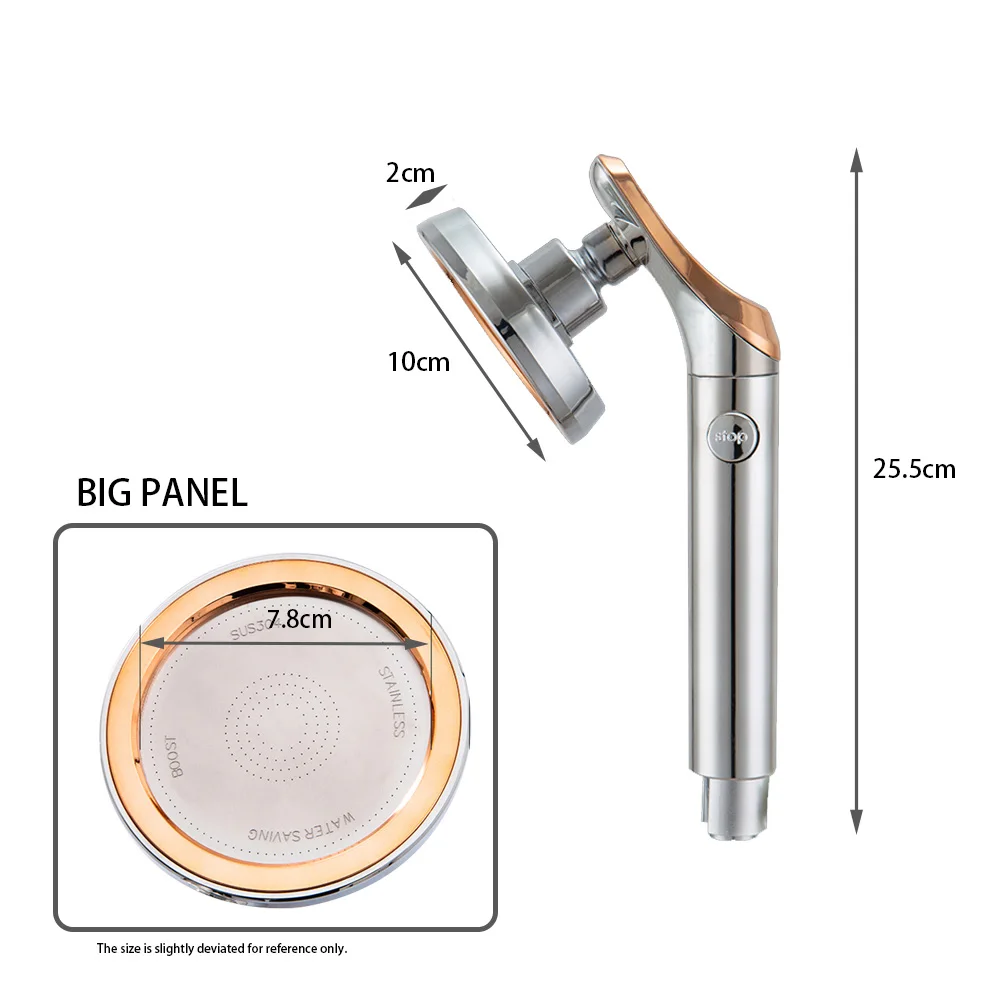 360 Rotatable Adjustable Big Panel Rainfall 4 Inch High Pressure Bathroom Accessory Hand Held Shower Head With One Stop Button