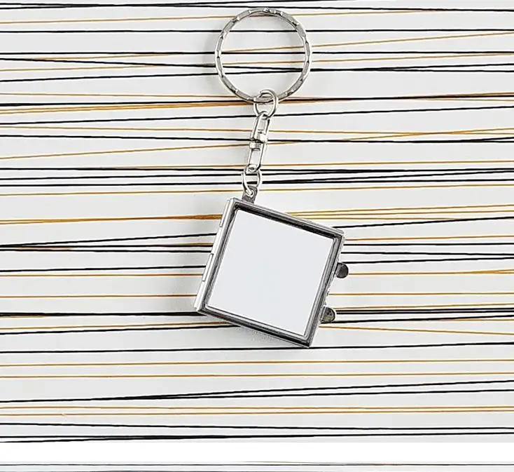 Heat Transfer Key Chain Double Sided Sublimation Blanks Love Heart Circular Square Metal Ring Mirrors Buckle Printing Photo SN