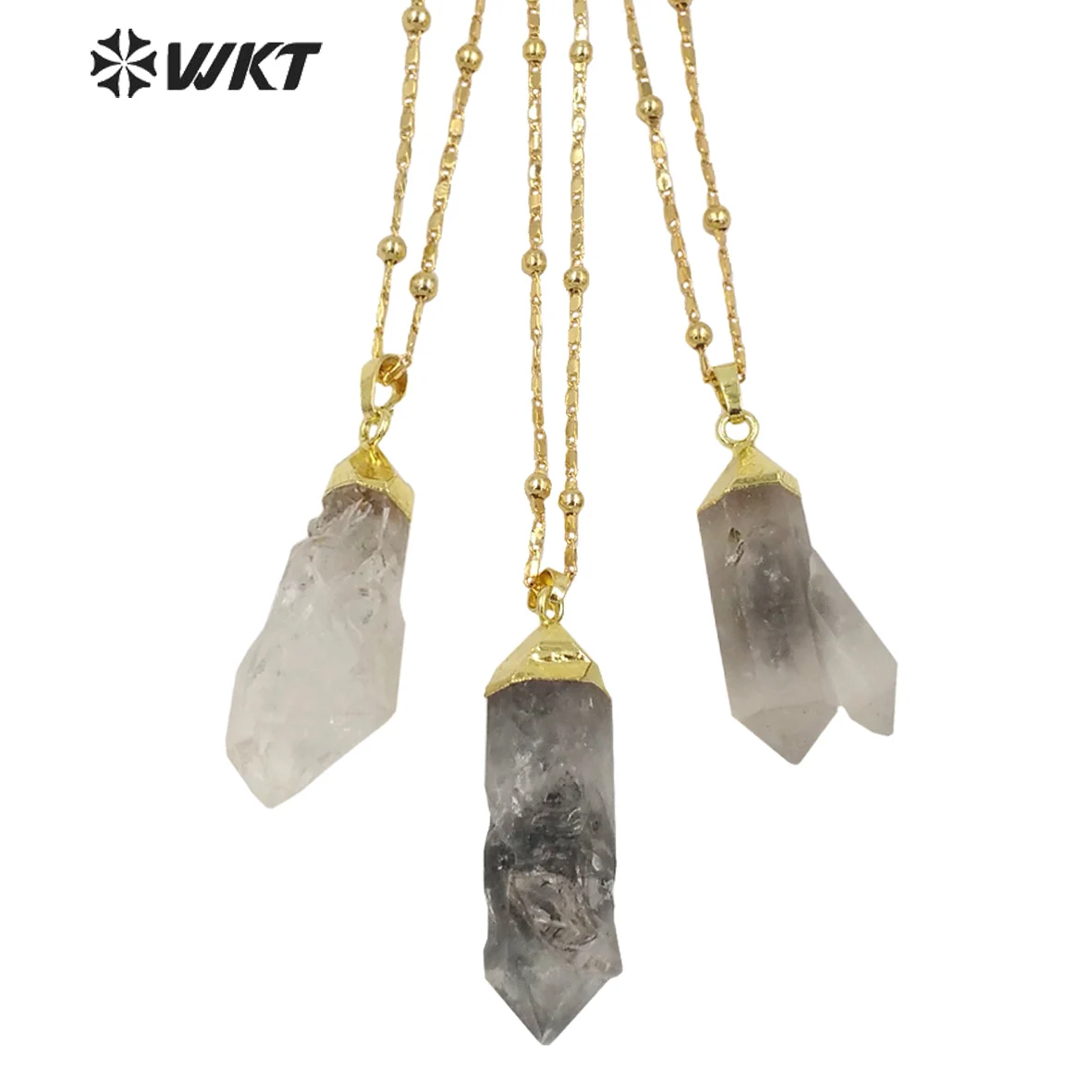 

WT-N1343 WKT 2023 Unique Natural Stone Healing Crystal Necklace Irregular Shape Gold Chain Women Favorite Decorative