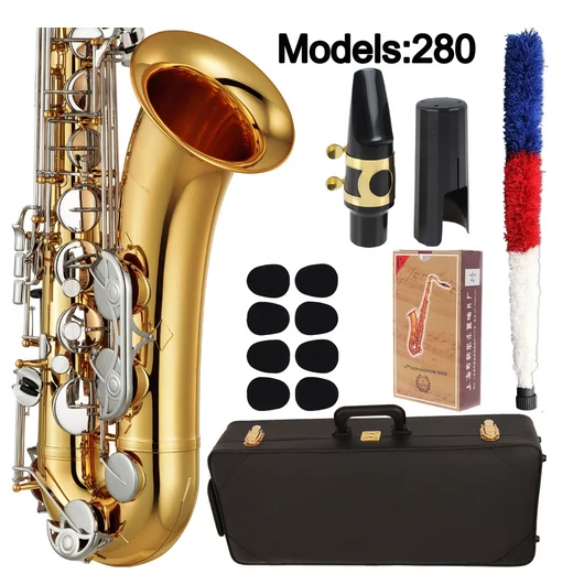 

FMC Saxophone Alto 280 Professional Alto Sax Custom Series High Saxophone Gold lacquer Nickel-plated Keys Mouthpiece Reeds Neck