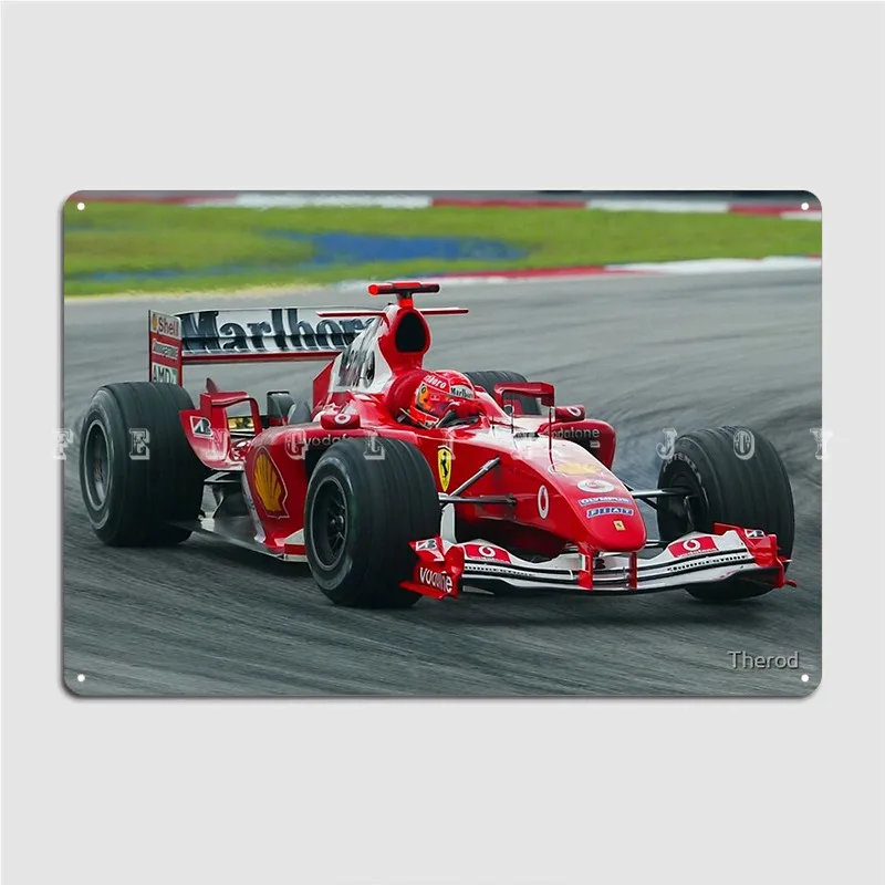 Michael Schumacher In The 2004 F1 Car During The Malaysian Grand Prix Metal Sign Wall Mural Living Room Plates Tin Sign Poster