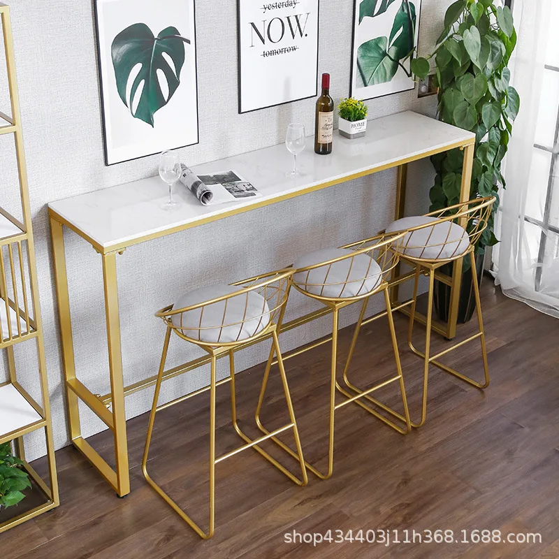 

Nordic Wrought Iron Bar Stool Postmodern Minimalist Home Backrest Dining Chair High Stool Cafe Bar Stool Bar Stool