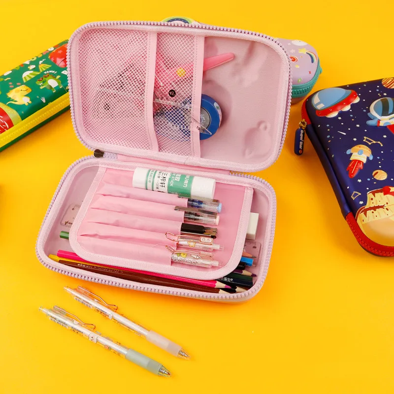 3D stereo cute pencil case School stationery box EVA cartoon pen case for children pen box Dinosaur Animal pen bag big box gifts