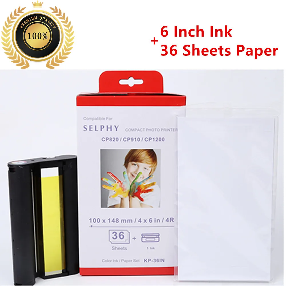 6 inch ink cartridge KP 108IN KP 36IN paper for Canon Selphy cp1300 cp1200 printer Paper Set for Selphy cp900 cp910