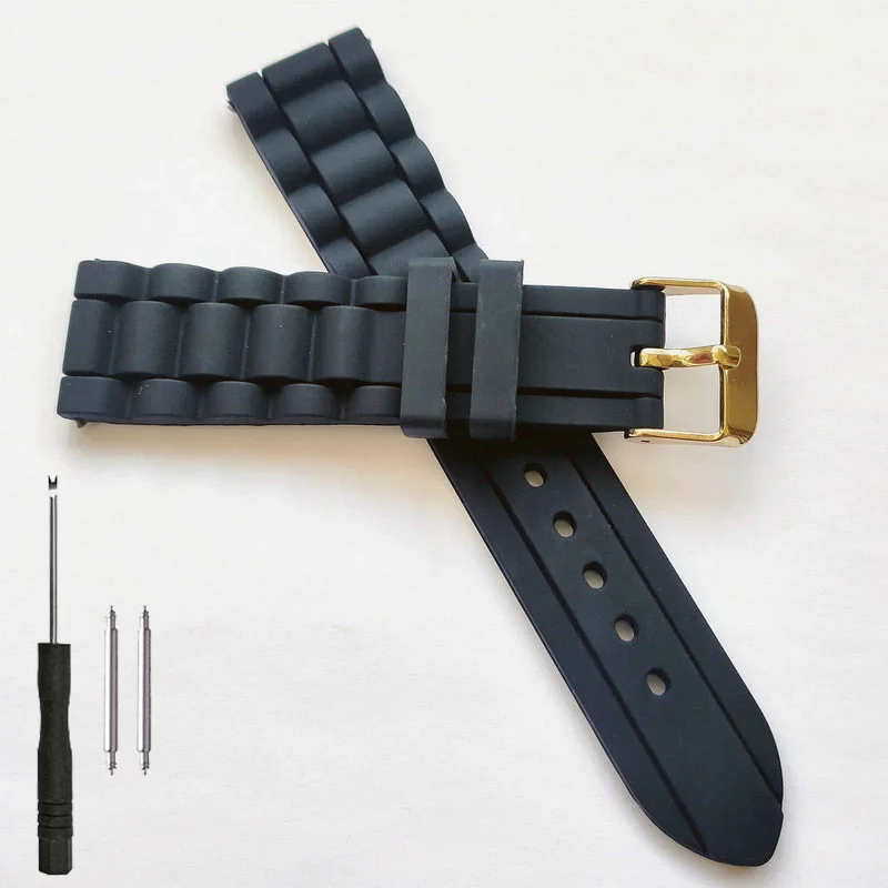 20mm Silicone Rubber Watch Band Soft Jelly Rubber Chain Strap Black White Green Red Blue Yellow Orange Wholesale