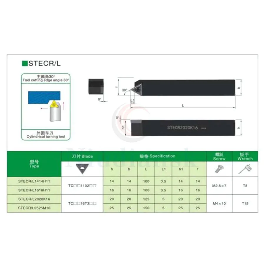 1Pc STECR1616H11 Cnc Draaien Gereedschaphouder Driehoek 60 ° Externe Draaigereedschap Holder + 10Pcs TCMT1102 TCGT1102 Hard legering Insert Set