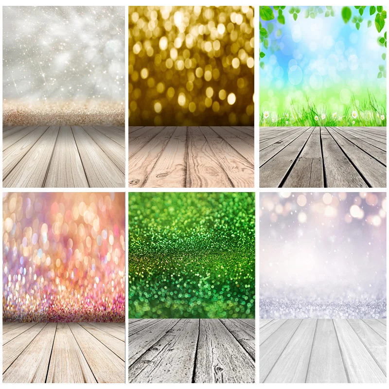 

SHENGYONGBAO Light Spot Bokeh Glitter Wooden Floor Portrait Photography Backdrops Props Photo Studio Backgrounds LX-02