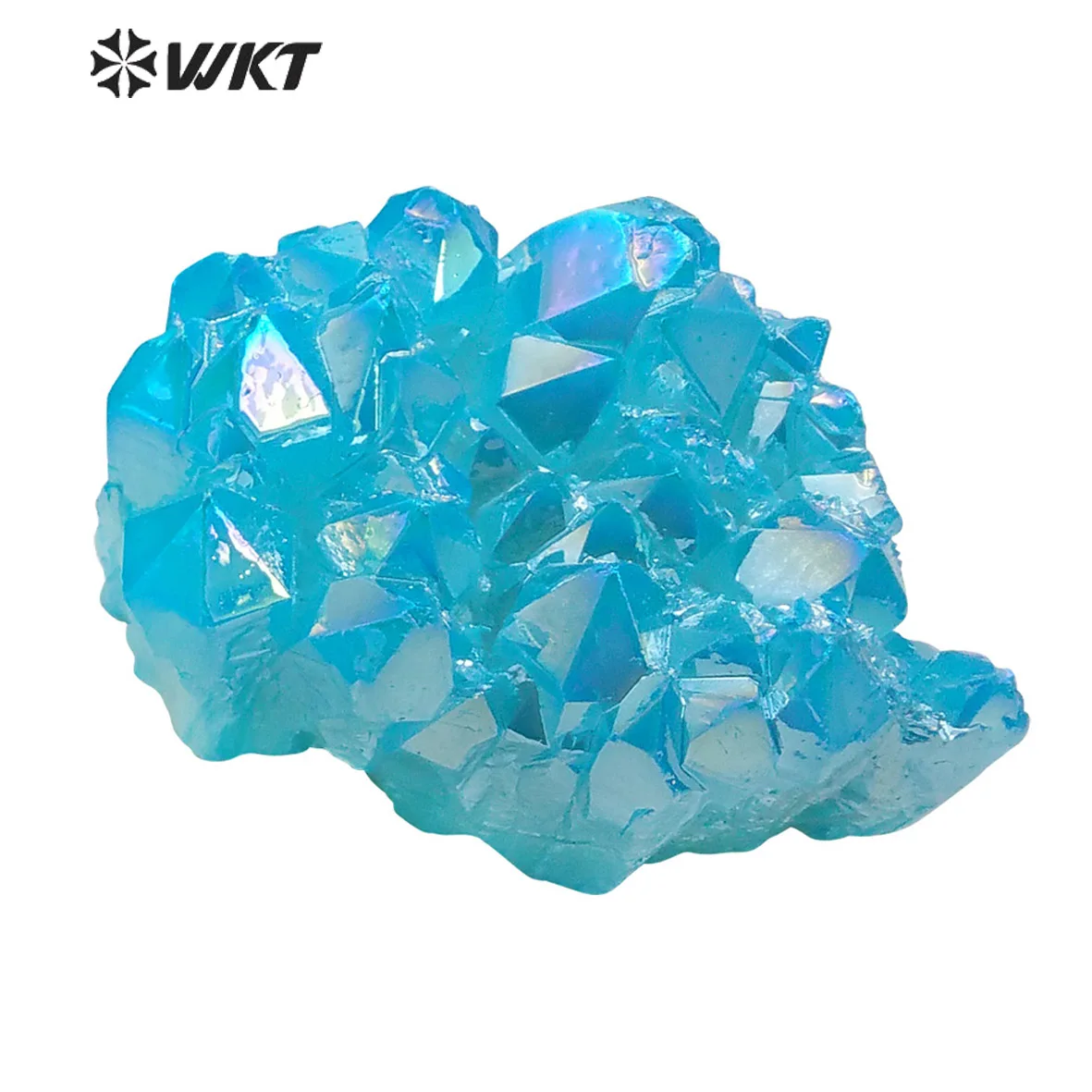 

WT-G118 Wholesale Unique Natural Aura Crystal Cluster Healing Quartz For Jewelry Making Raw Aura Quartz With Blue Color