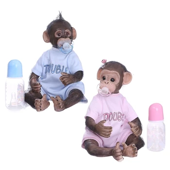 15.8 inch 40cm reborn baby dolls lovely monkey doll soft silicone cotton body comfortable mohair lifelike toys kids accompany