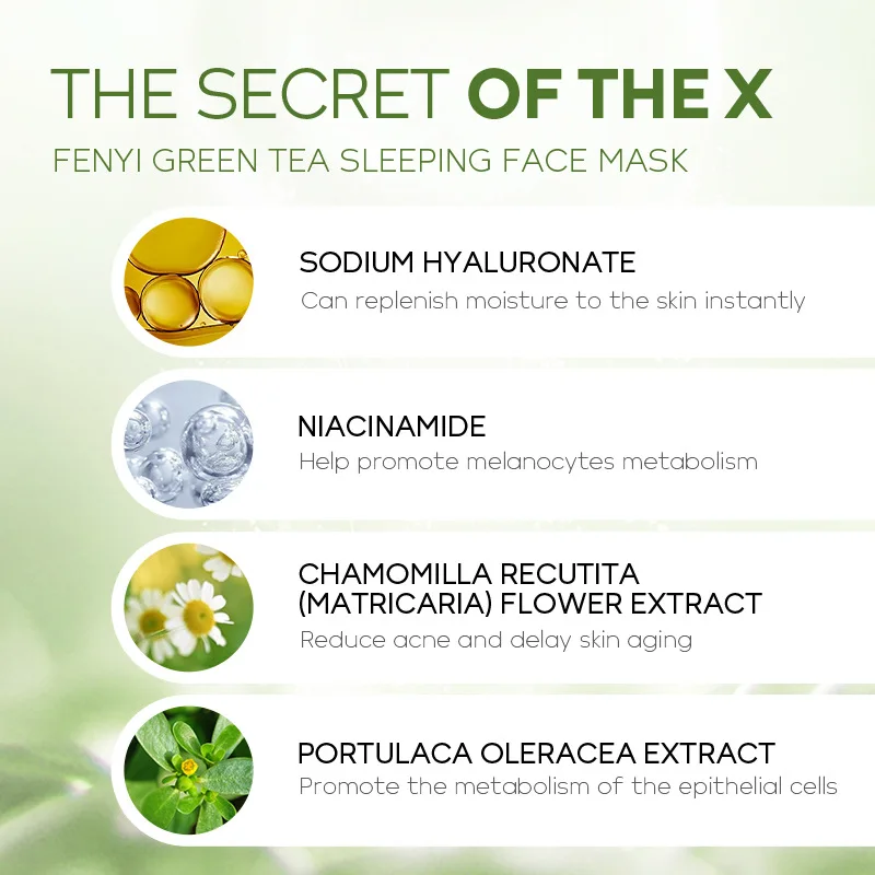 10Pcs LAIKOU Green Tea Sleeping Mask Moisturizing  Oil Control Hydrating Shrink Pore Smoothing Nourishing Skin Care products