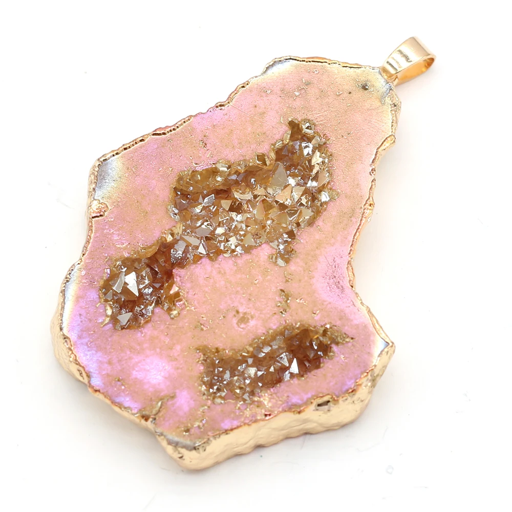 Natural Stone Druzy Crystal Pendants Irregular Reiki Heal Druzy Charms for Jewelry Making Design Necklace Earrings Accessories