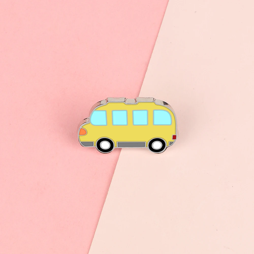 Cartroon Cute Ambulance Brooches School Bus Enamel Pins Taxi Fire Truck Bulldozer Lapel Pin Custom Badge Shirt Bag Jewelry Gifts view 4