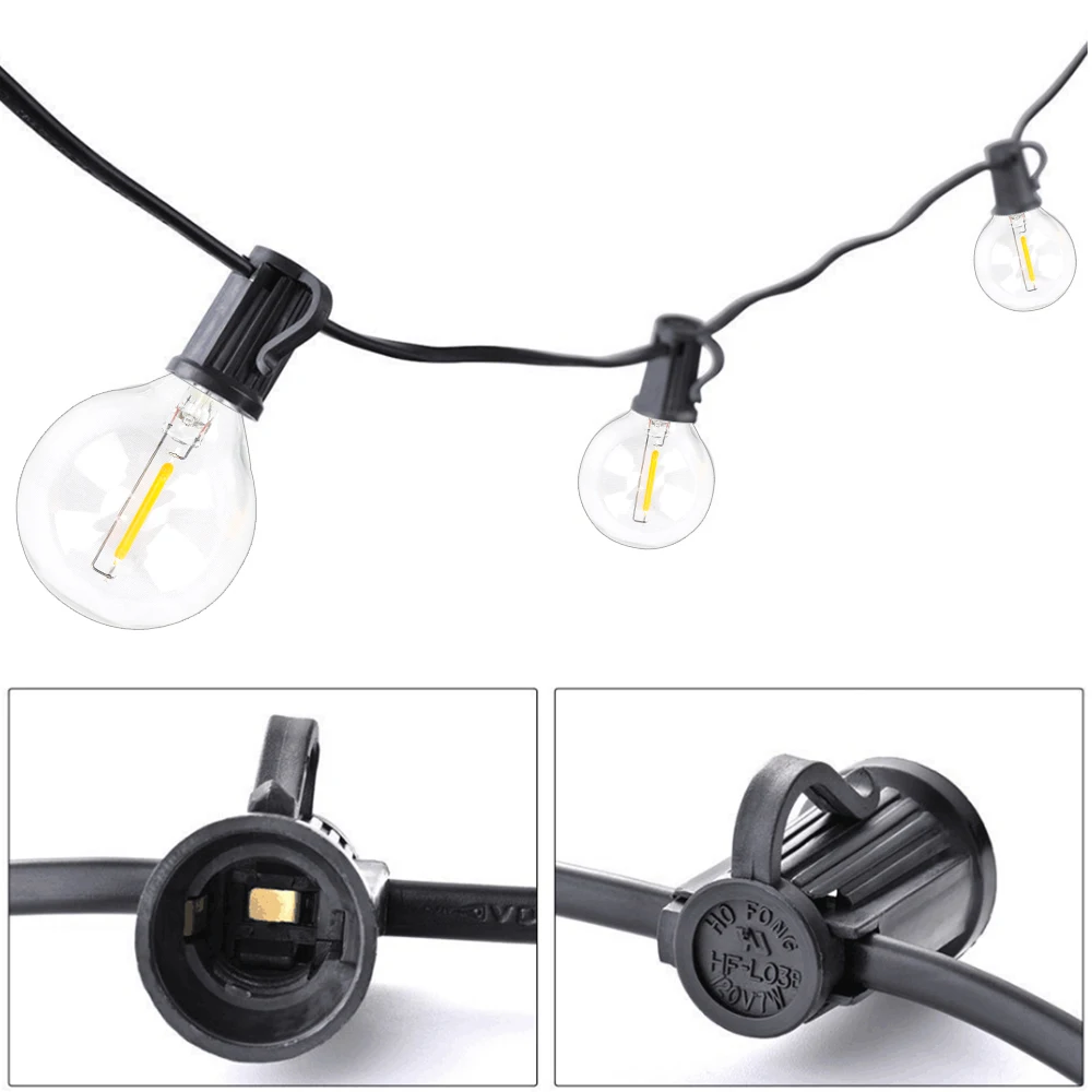 G40 LED String Lights Substituição, Plástico, E12 Lâmpada, 2700K, Branco Quente, Luzes de Cordas para Jardim de Casamento, Decoração do Pátio, 25PCs