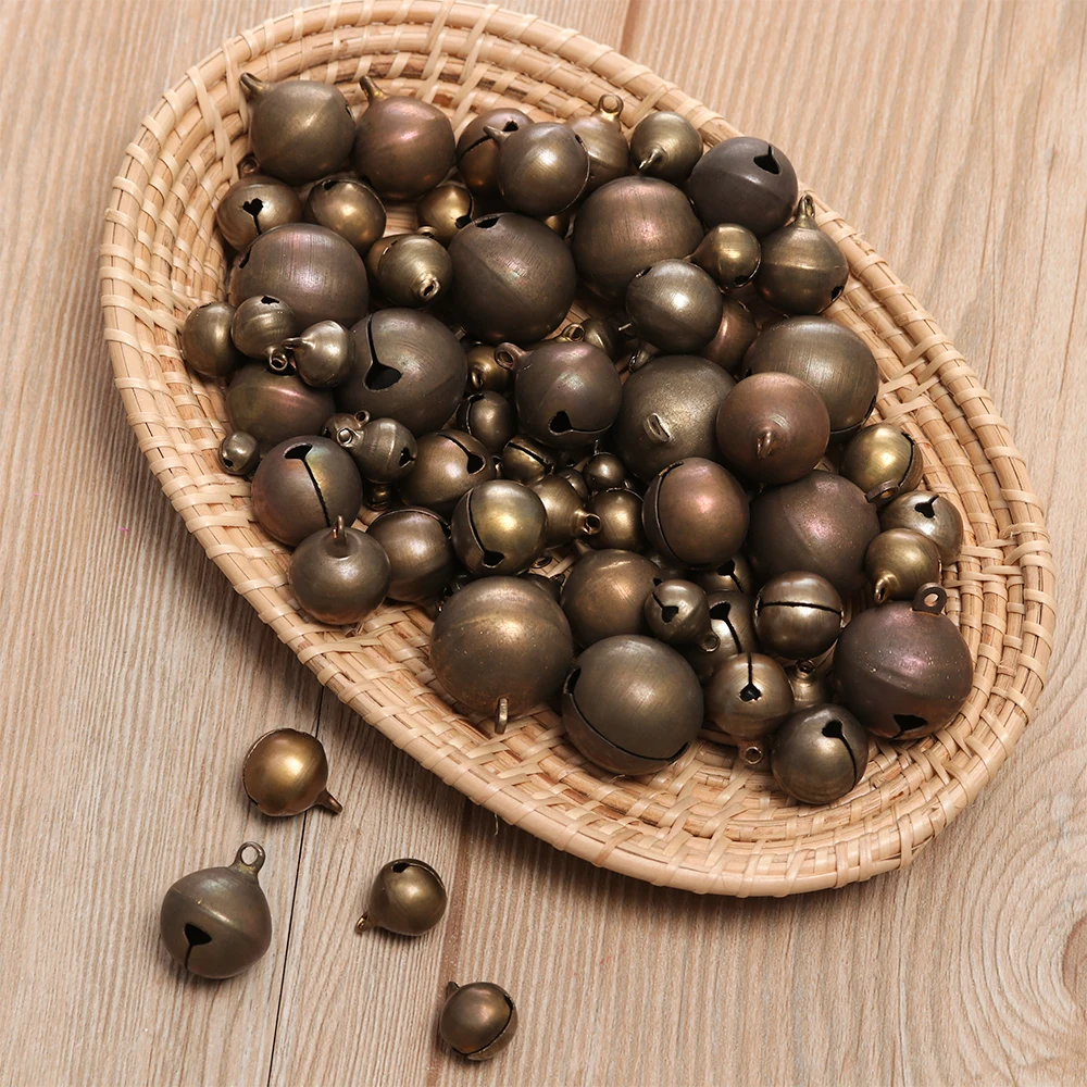 10 sztuk Retro Handmade brązowy dzwon mała miedziana Jingle Bells naszyjnik bransoletka dokonywanie narzędzia dzwonek akcesoria wyroby do dekoracji domu