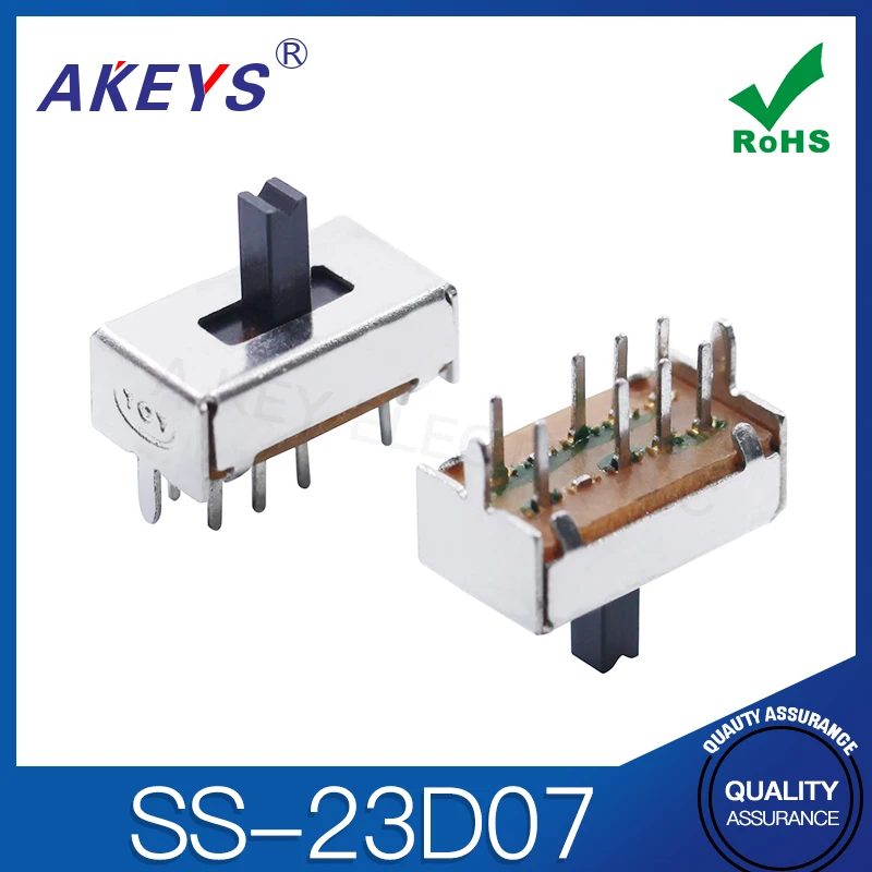 SS-23D07 Toggle Switch 8-pin 3-gear double vertical 3-gear 8-pin sliding switch handle length 7mm