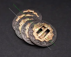 6X Western Cowboy Gold Sliver Saddles Tack Headstall Bridle Leathercraft Belt Hatband Slotted Conchos Buckle  1-1/4