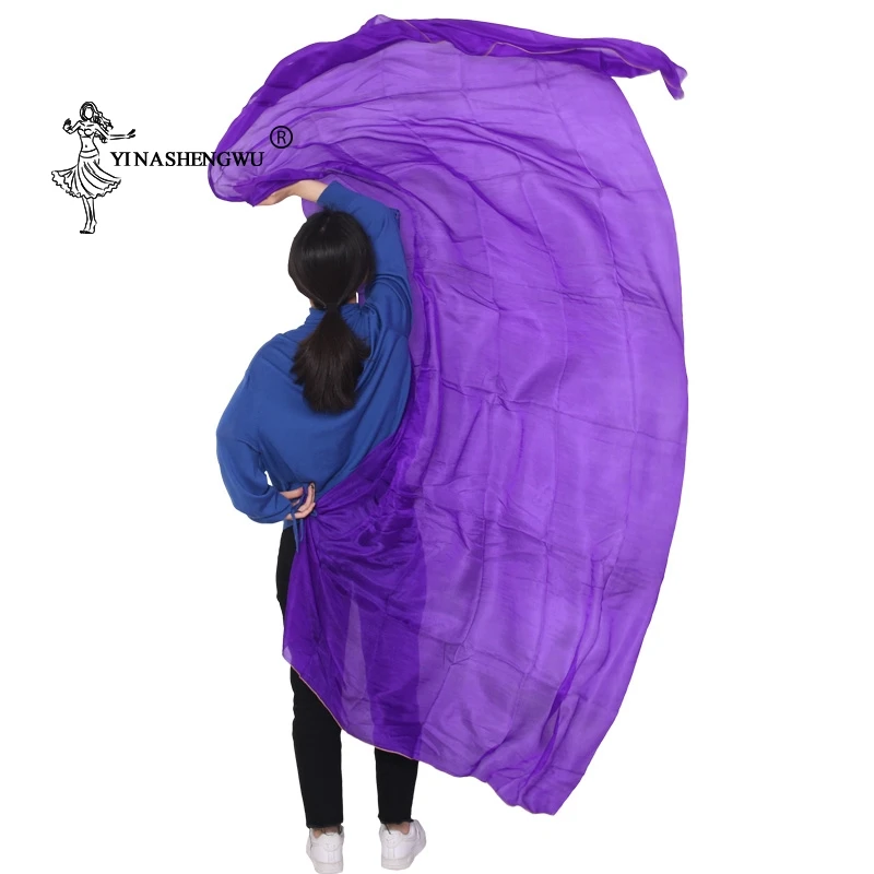 Nouveau voile de danse du ventre en soie Pure voile de danse du ventre voile de soie pratique Performance de scène couleur pourpre Pure