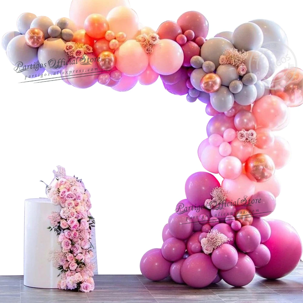 119Pcs Pastel Pink Rose Red Latex Balloons Garland Kit Set Wedding Decorations Globos Chain Birthday Engagement Bridal decors