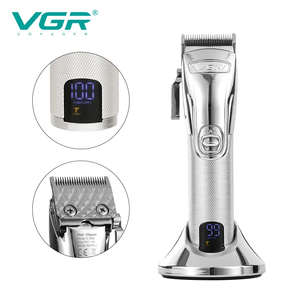 VGR Professional Hair Clipper Personal Care Barber Hair Trimmer For Men Shaver LCD Rechargeable Electric Clippers Hair Salon