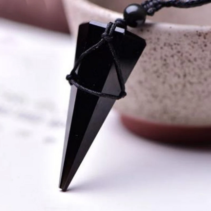 Black Obsidian Natural Stone Pendants Starry Sky Spirit Pendulum Pendant Necklace Safe Lucky For Women Men Fashion Jewelry