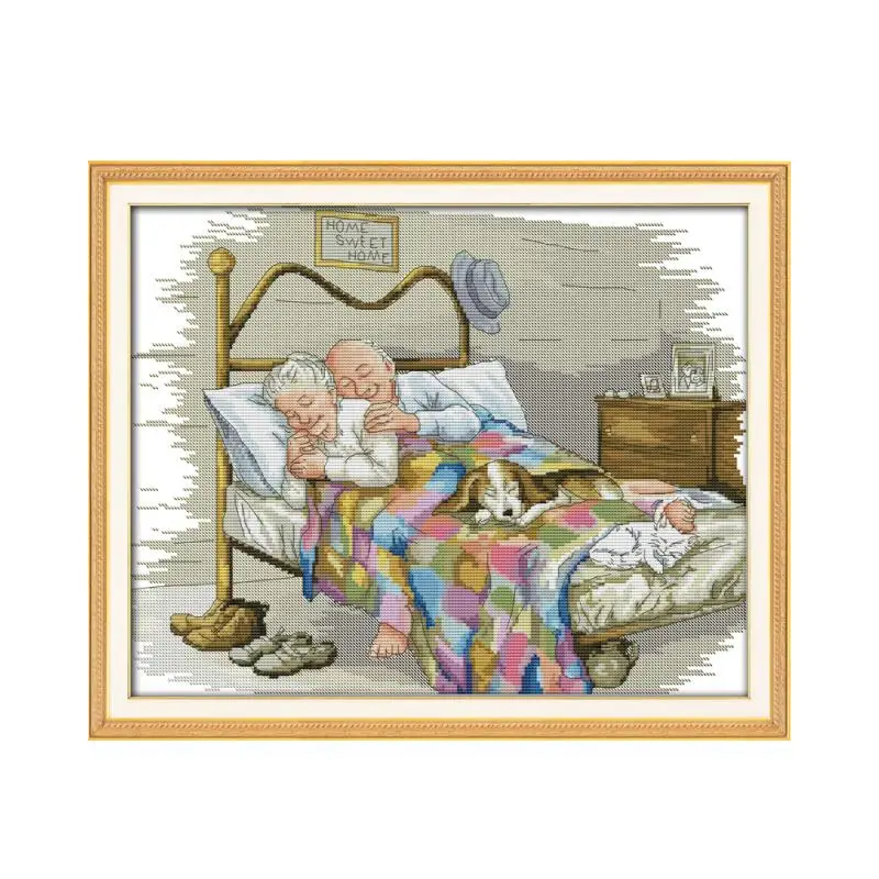 The old married couple cross stitch kit people 18ct 14ct 11ct count print canvas stitches embroidery DIY handmade needlework