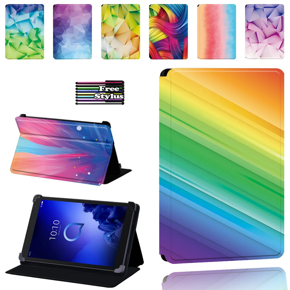 Watercolor series pattern Case for Alcatel 1T 7 10/3T 8 10/A3 10 Tablet Stand Ultra Slim Cover case + Free Stylus