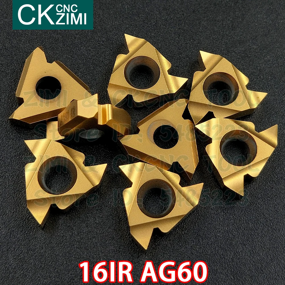 Herramientas de inserción de hilo externo, insertos de carburo AG60 16IR, roscado, CNC, torno de Metal, herramienta de corte, 16IR AG 60 para acero