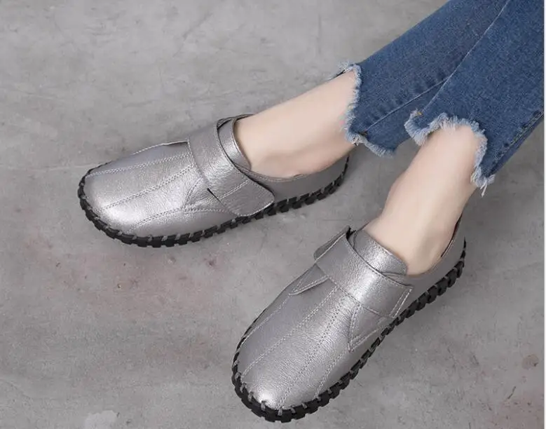 New Genuine Leather Women Flats Handmade Women's Shoes Flats Fashion Loafers Women Casual Shoes Soft Bottom Flat bottom non-slip