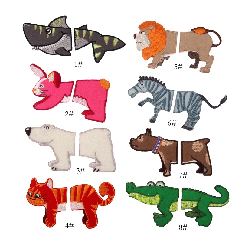 Cartoon new cartoon forest animal lion zebra sea animal shark crocodile polar bear embroidery patch DIY ironing patch on clothes