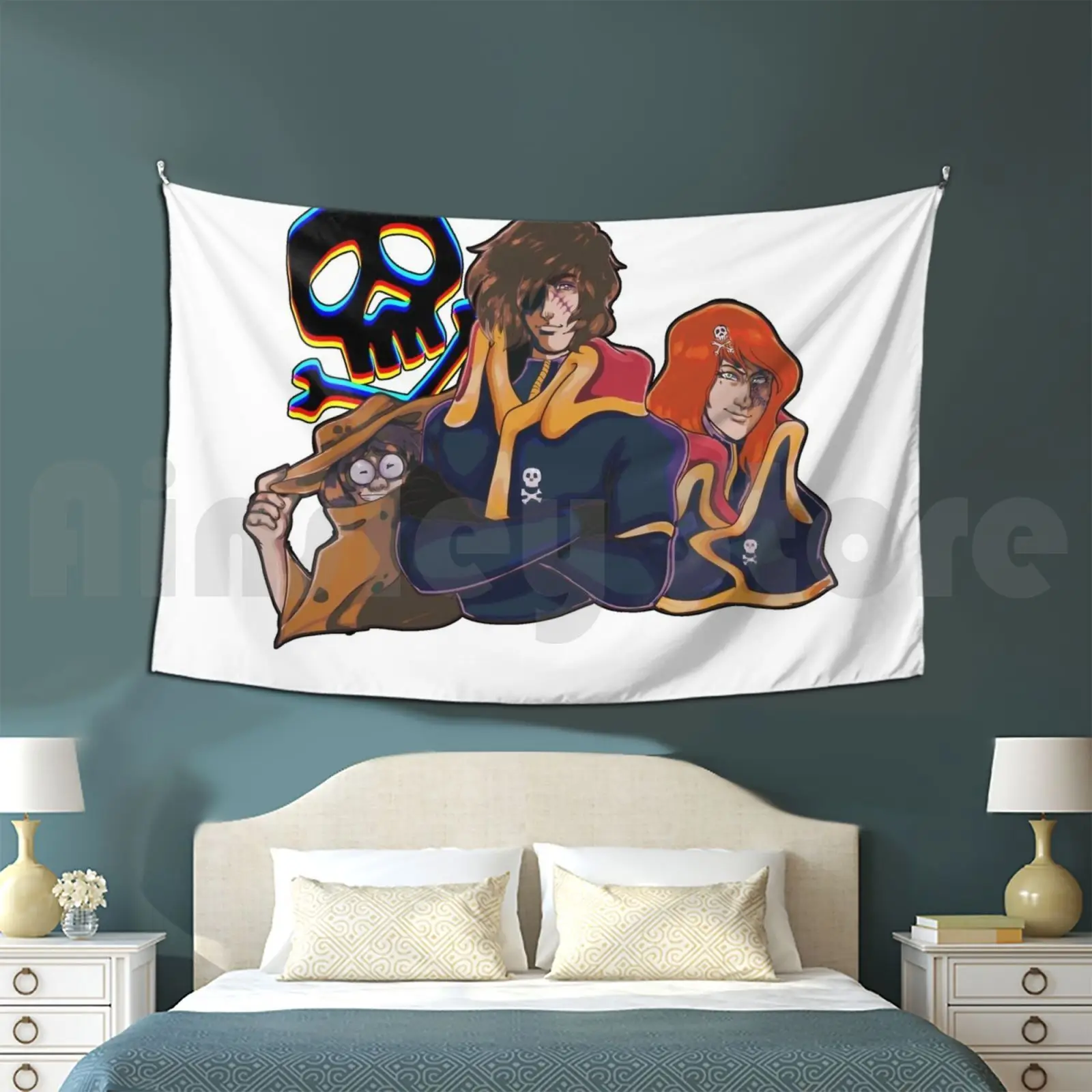 Captain Harlock Trio Tapestry Living Room Bedroom Captain Harlock Albator Leijiverse Galaxy Express 999 Anime