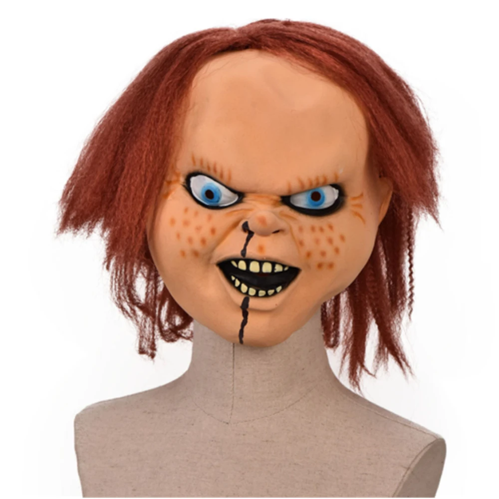 Volle Overhead Chucky Kostüm Latex Maske Erwachsene Mens Phantasie Kleid Kostüm Zubehör Halloween Requisiten