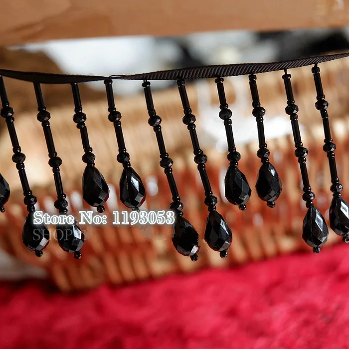 2 hof/Lot Kristall Anhänger Perlen Spitze Quaste Trimmen DIY Bühne Kleidung Hause Vorhang Hochzeit Dekorative Zubehör – Detail 1