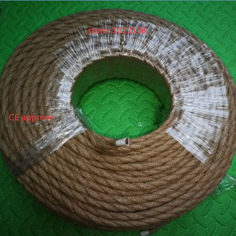 Beige 5/10/20 Meters Vintage Electrical Wire Hemp Rope Woven Textile Wire Twisted Cable Braided Wire Retro Pendant Light Line