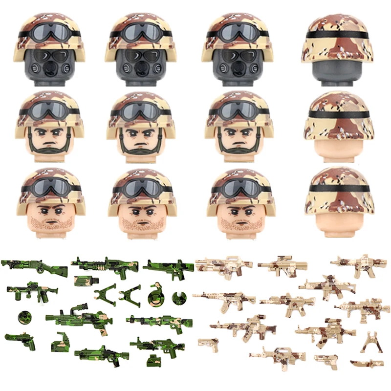 Military Building Blocks USA Special Force Solider Figures Gifts Mini Bricks Weapon Gun Camouflage Helmet Educational Kids Toys